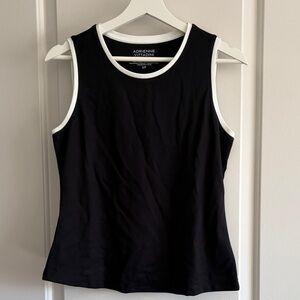 Adrienne Vittadini Classic Black Tank with White Trim